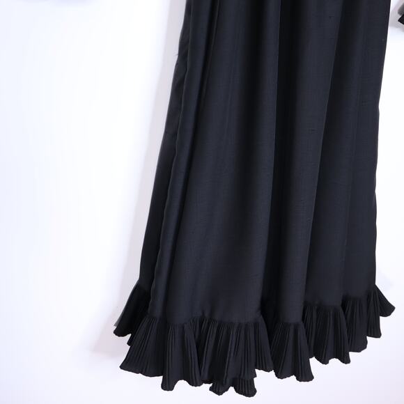 VICTOR COSTA Vintage 90s Midi Dress Black Ruffled Trim Long Sleeve Women's 4 - Picture 4 of 9